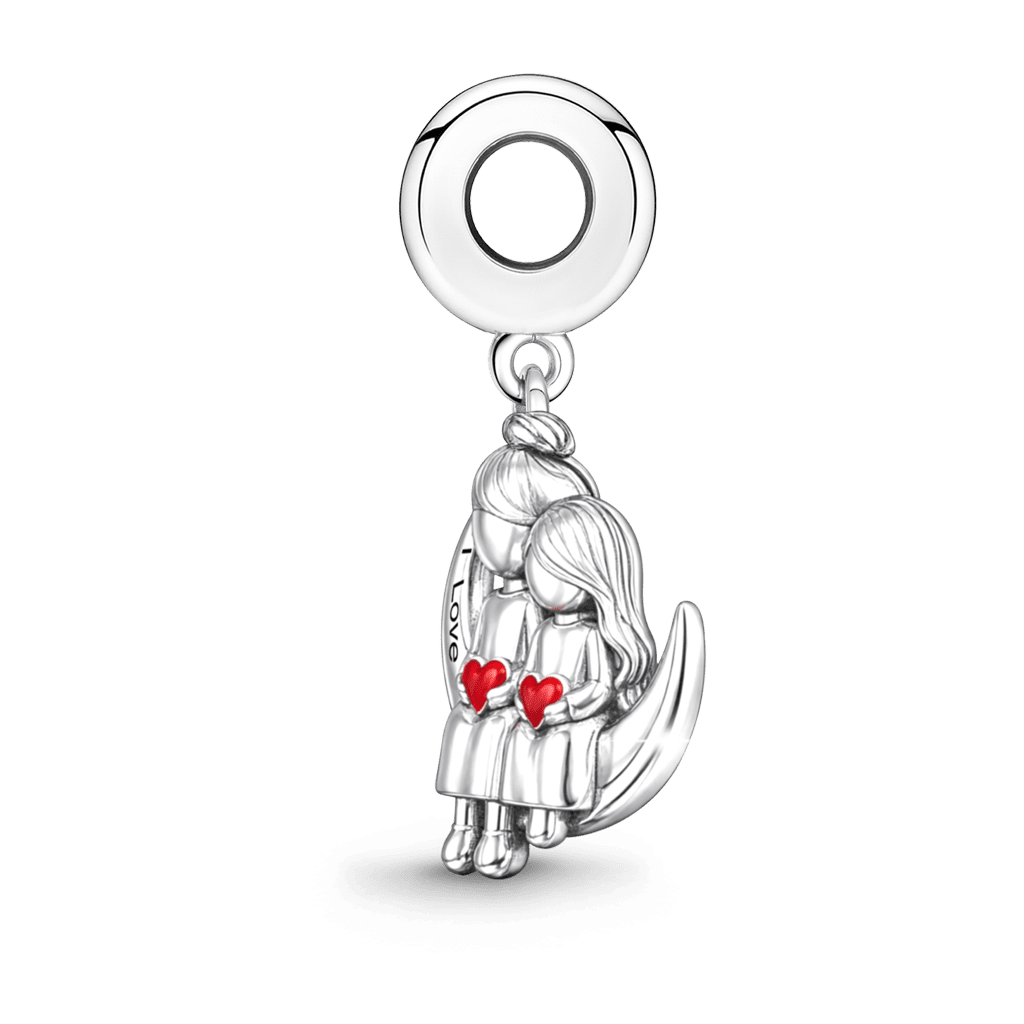 Gnoce Mother's Day Moon Mother-Daughter Pendant Dangle Charm_5