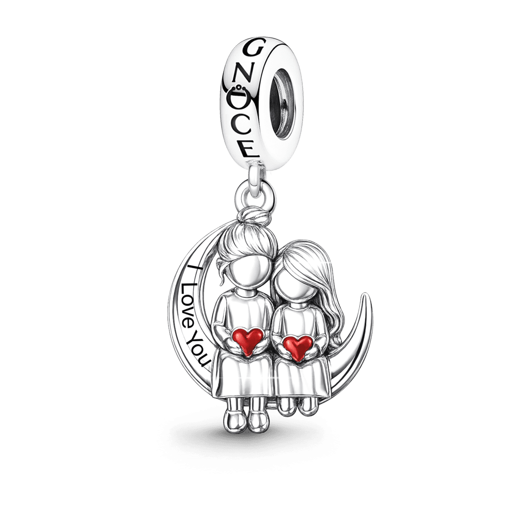 Gnoce Mother's Day Moon Mother-Daughter Pendant Dangle Charm_1
