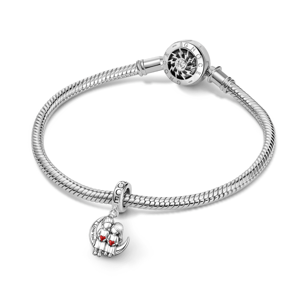 Gnoce Mother's Day Moon Mother-Daughter Pendant Dangle Charm_3
