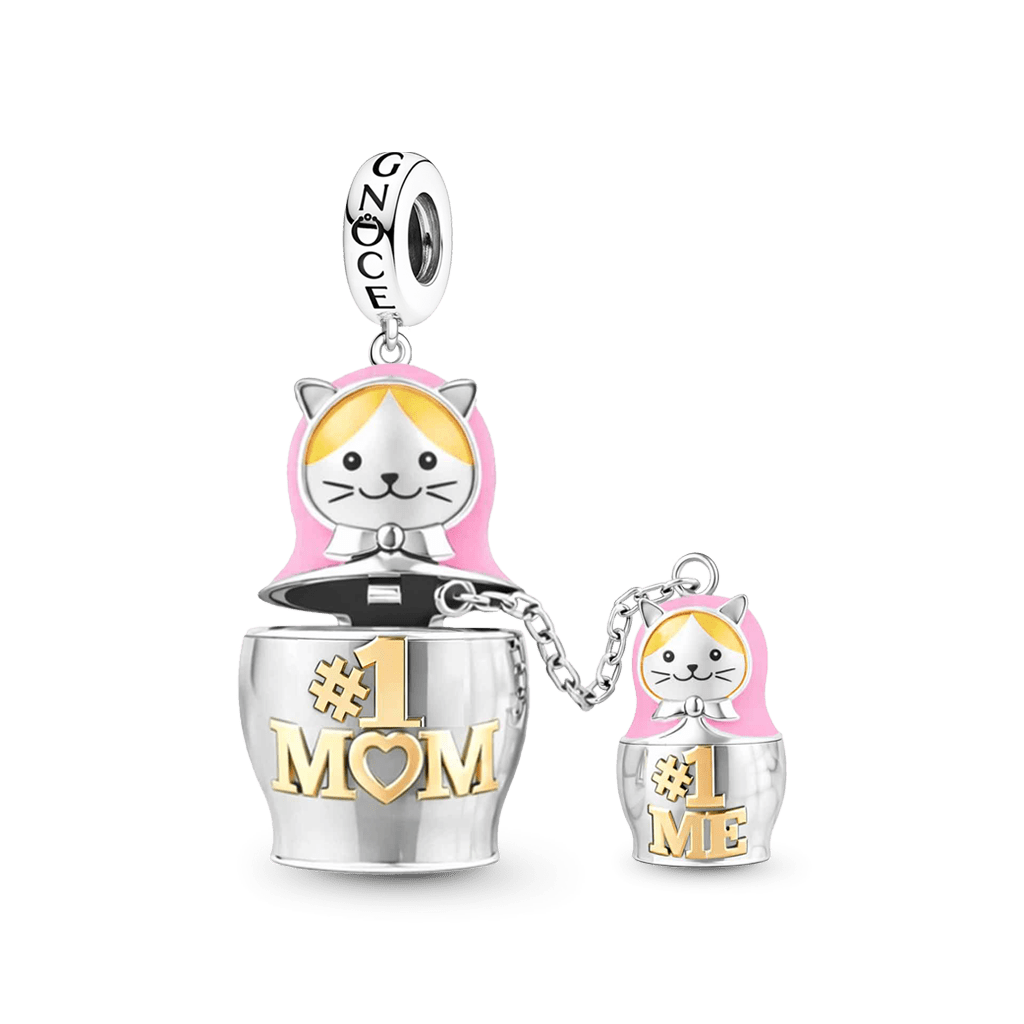 Gnoce Mother & Child Matryoshka Engravable Pendant Dangle Charm_1