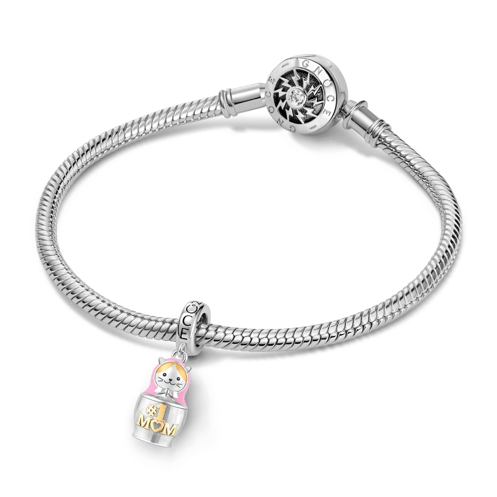 Gnoce Mother & Child Matryoshka Engravable Pendant Dangle Charm_4