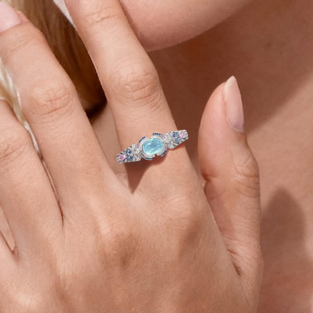 Gnoce Vintage-Inspired Multi-Blue Gemstone Ring_2