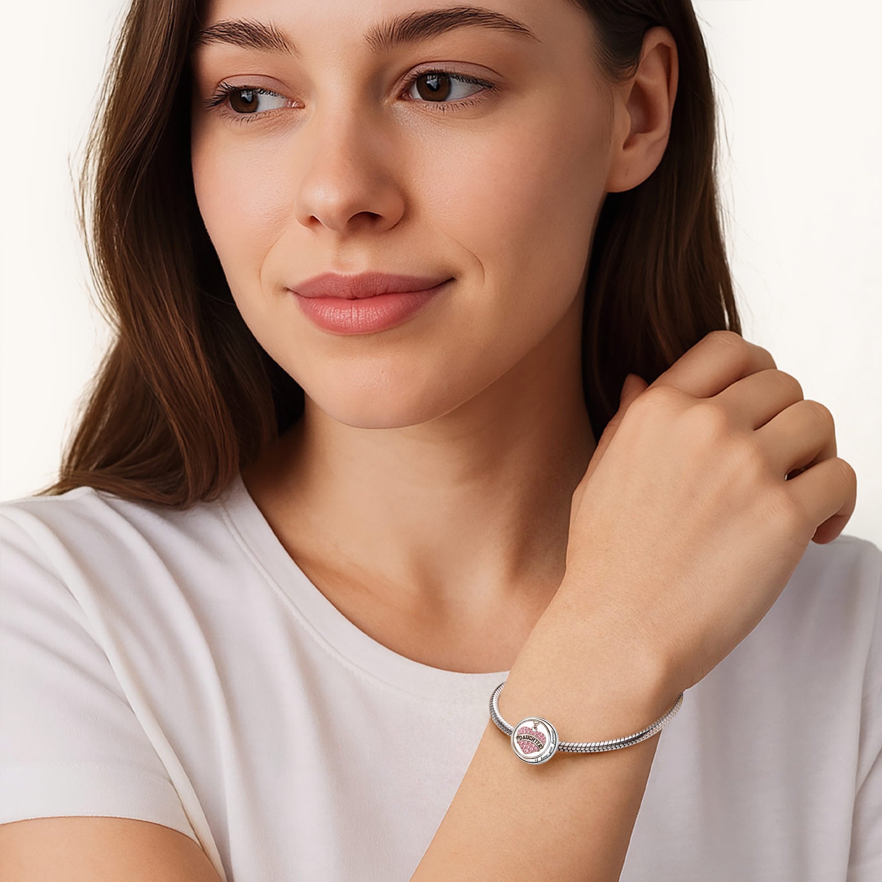 Gnoce Mother's Day Daughter Heart-shaped Moon Personalized Photo Charm_2