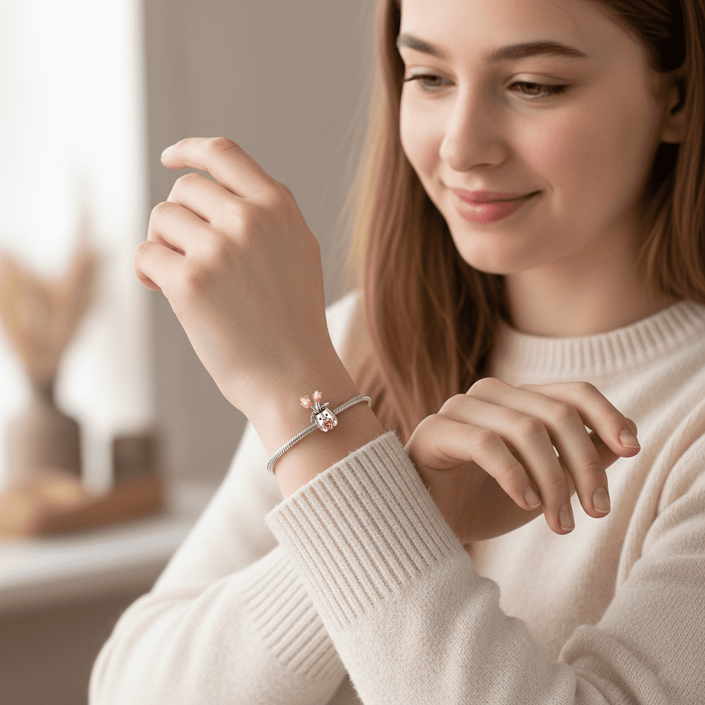 Gnoce Mother's Day Tulip Personalized Birthstone Charm_4