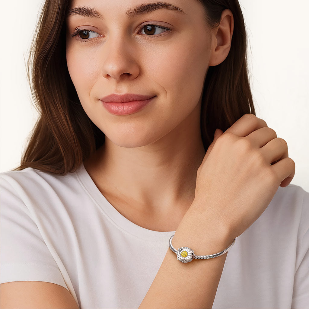 Gnoce Mother's Day Daisy Butterfly Birthstone Charm_4