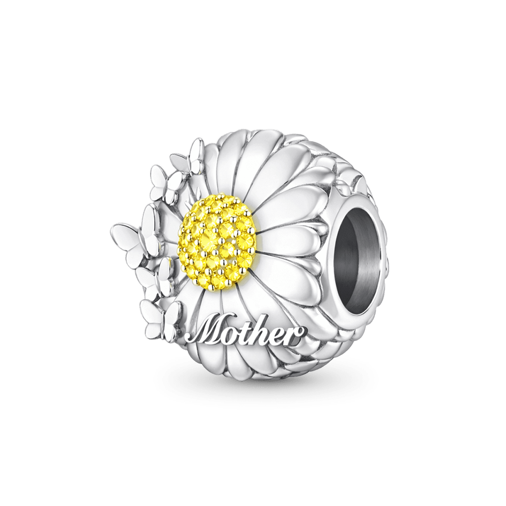 Gnoce Mother's Day Daisy Butterfly Birthstone Charm_5