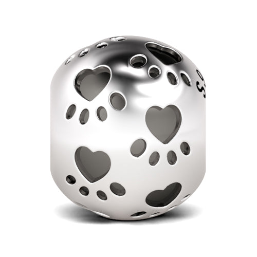 Gnoce "Pet Paw Print" 925 Sterling Silver Hollow Bead Charm Gift For Cat Dog Lovers_1