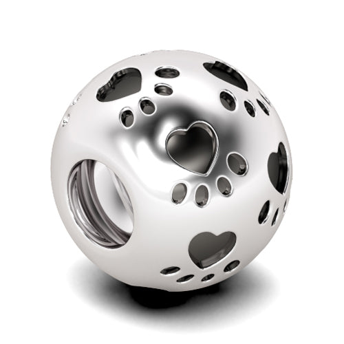 Gnoce "Pet Paw Print" 925 Sterling Silver Hollow Bead Charm Gift For Cat Dog Lovers_2