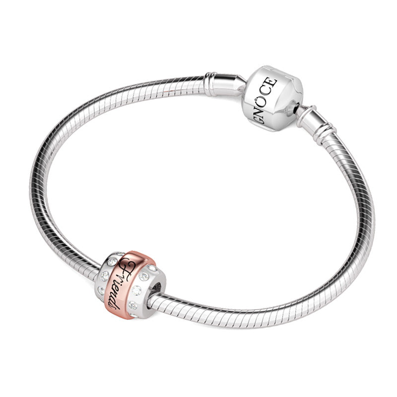 Gnoce "Sweet Memories with Friends" Two Tone Friends Bead Charm Sterling Silver-Fit for Pendant & Choker Necklace_3