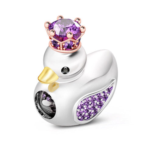 Gnoce "As Happy As Duck" Elegant Amethyst Stones Duck Queen Charm - Fit for Bracelet and Necklace_2