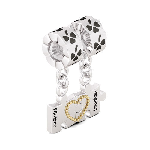 Gnoce "Never Be Apart" 2 Piece Heart Halves Matching Mother and Daughter Handcrafted 925 Sterling Silver Charm for Mother's Day_2