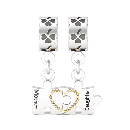 Gnoce "Never Be Apart" 2 Piece Heart Halves Matching Mother and Daughter Handcrafted 925 Sterling Silver Charm for Mother's Day_1