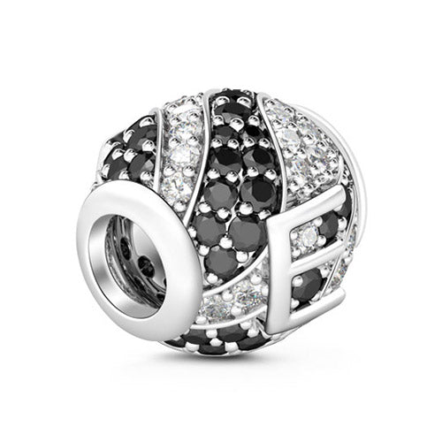 Gnoce “Letter E with Special Meaning for Special Person ”Made of 925 Sterling Silver Black & Clear  CZ Letter E Charm_2