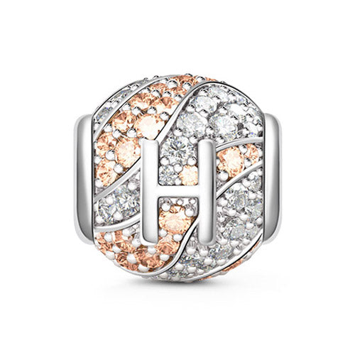 Gnoce “Letter H with Special Meaning for Special Person ”Made of 925 Sterling Silver Champagne & Clear  CZ Letter H Charm_1