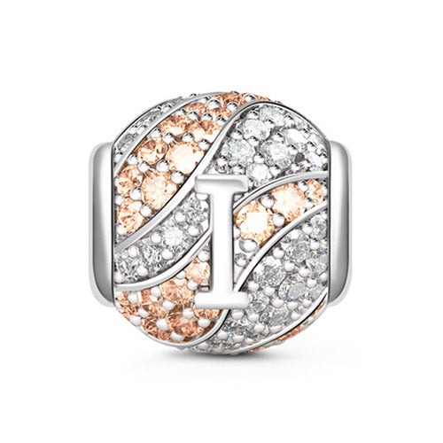 Gnoce “Letter I with Special Meaning for Special Person ”Made of 925 Sterling Silver Champagne & Clear  CZ Letter I Charm_1