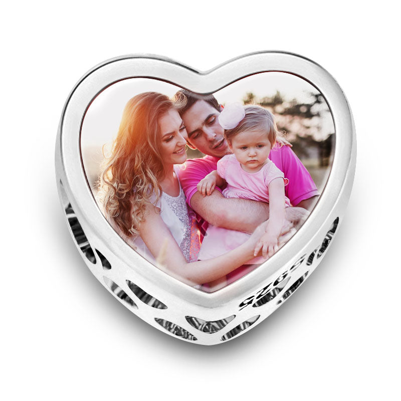 Gnoce "Love My Family  "Family Heart Photo Charms to Make a Record the  Memory of Your Family_2