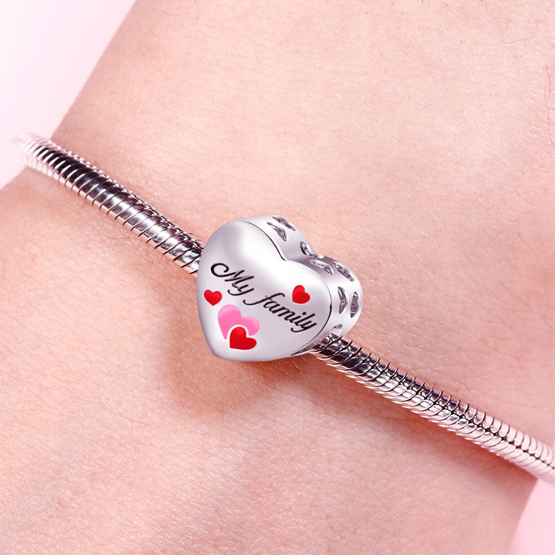 Gnoce "Love My Family  "Family Heart Photo Charms to Make a Record the  Memory of Your Family_3
