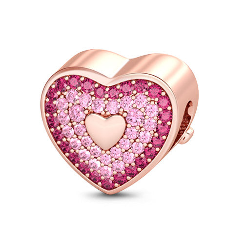 Gnoce "Love for My Sister "Rose Gold Heart Shape I Love My Sister Pink Crystal Hand-crafted Silver Charms_2