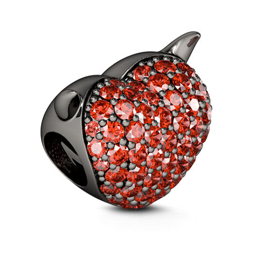 Gnoce "Devil with Kind  Heart "925 Sterling Silver Gorgeous CZ Dazzling  Garnet Stones Devil Lover Charm_2