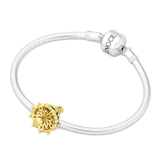 Gnoce "Happy Christmas"Yellow Gold Plated Emerald Tree with Multicolor Stones 925 Sterling Silver Bead Charm_3