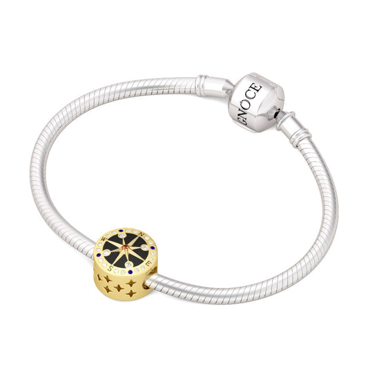 Gnoce "Always Together" Yellow Gold Plated Exquisite Mysterious Compass 925 Sterling Silver Charm Bead_3