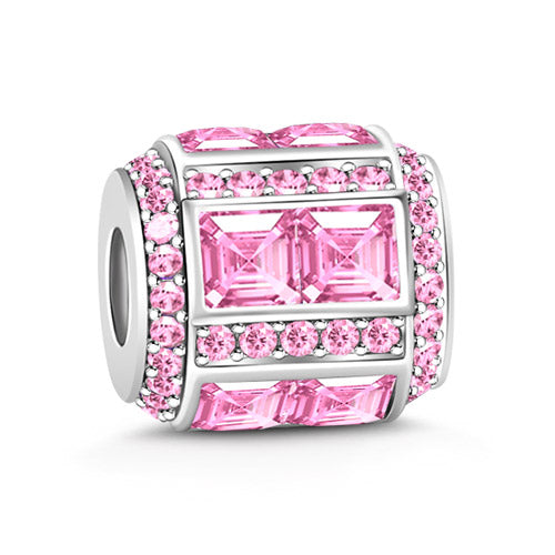 Gnoce "October  Birthstone to Be Pride of Your Birth Month" Made of 925 Sterling Silver Pink Crystal Birthstone Charm_1