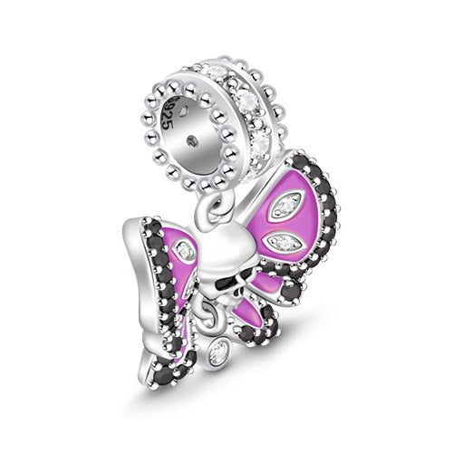 Gnoce "Song of Memories"Amythest Butterly Skull 925 Sterling Silver Charm Pendant Locket for Bracelet/Necklace_2