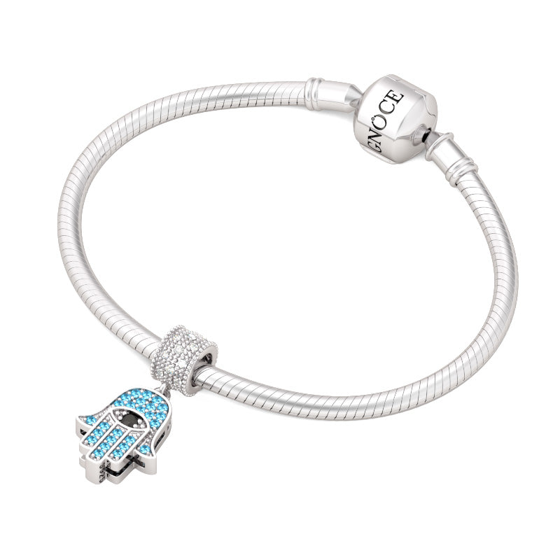 Gnoce "Peace and Heath" Evil Eye on Hand of Fatima 925 Sterling Silver Bead Charm_3