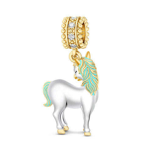 Gnoce "Divine Soul and Spirit" Yellow Gold Plated Unicorn Silver Beads fit Animal Charm Pendant Locket for Bracelet/Necklace_2