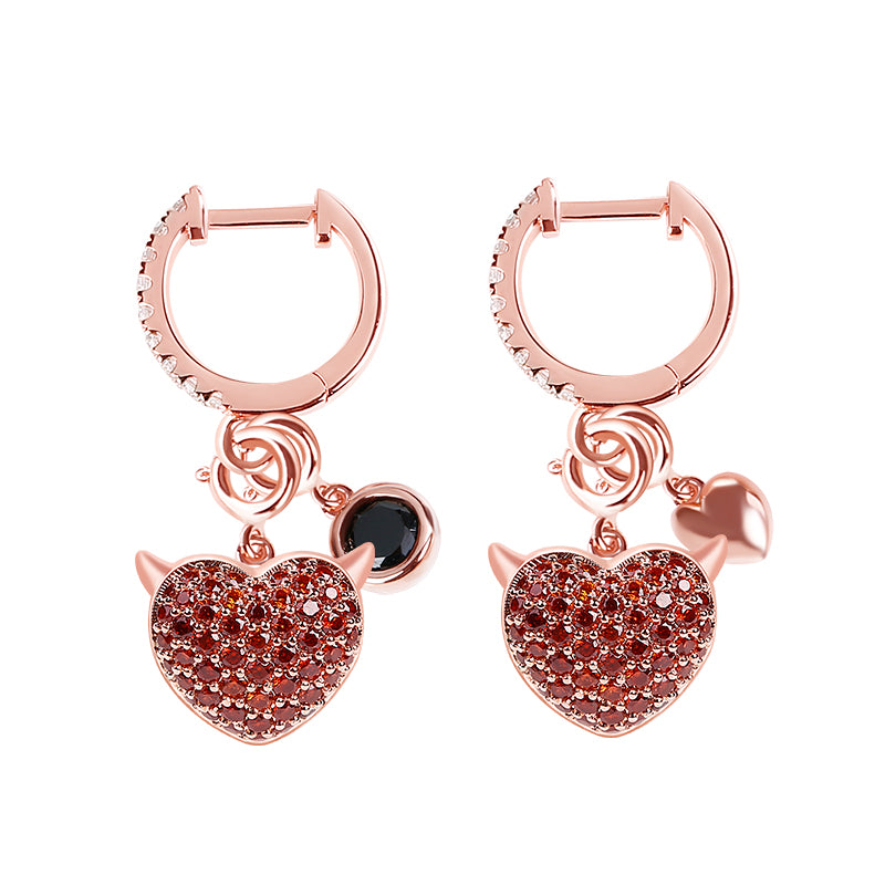 Gnoce "Devil with Kind Heart" Dazzling S925 Sterling Silver 18k Rose Gold Plated Earrings_1