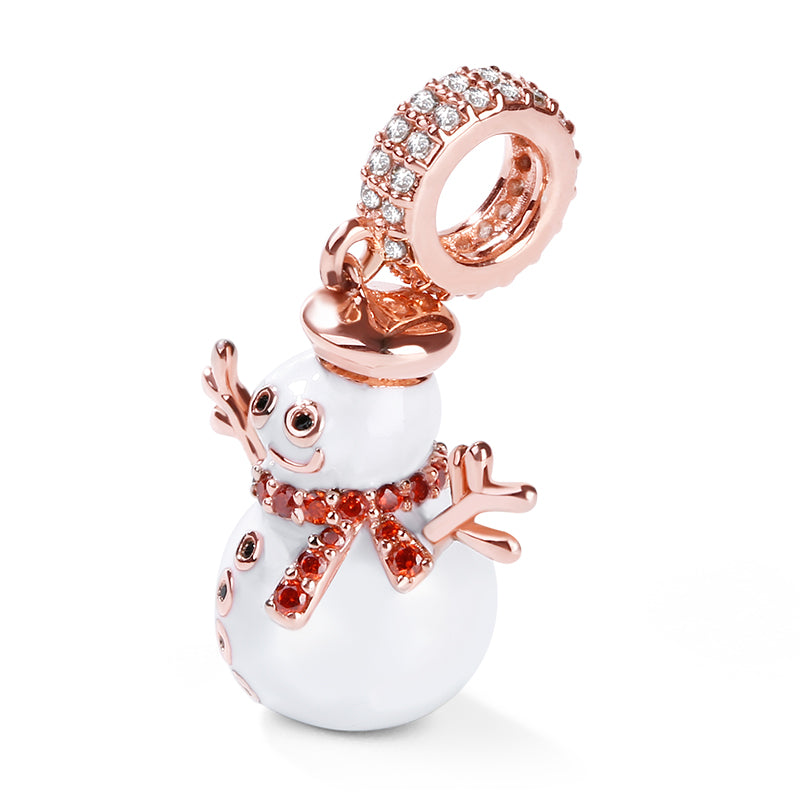 Gnoce "Accompany You" 925 Sterling Silver 18K Rose Gold Plated Christmas Snowman Pendant fit for Bracelet/Necklace_2