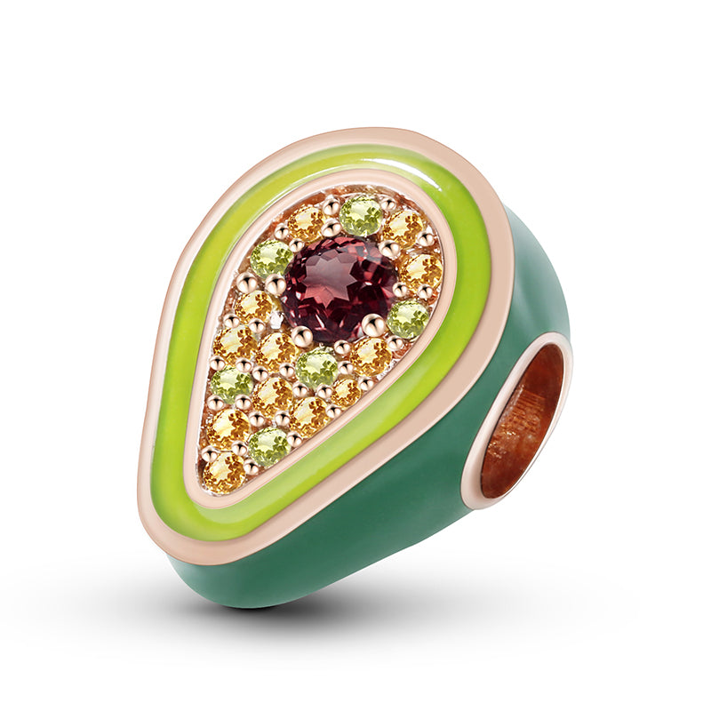 Gnoce "I Love Avocado" Green Avocado Charm Bead inlaid with Cz_2