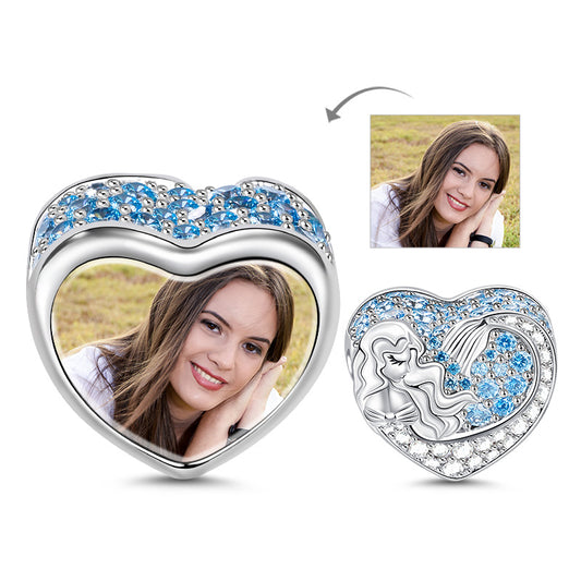 Gnoce "Daughter Of The Sea" Mermaid Bead Photo Charm Heart Shape Sterling Silver_1