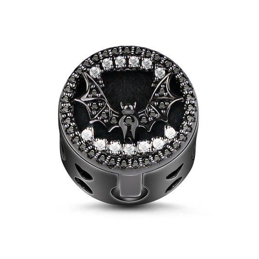 Gnoce "Dancing With Danger" Bat Charm Essential Oil Diffuser Jewelry Aromatherapy S925 Sterling Silver Bead Black Plated_1