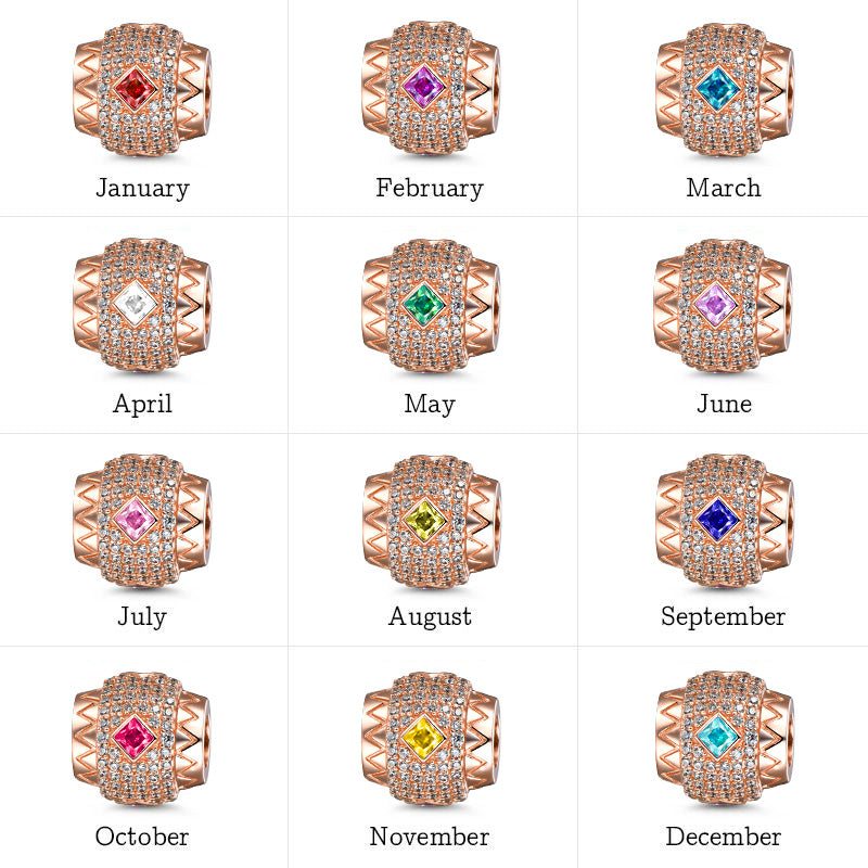 Gnoce "I Wish You Happy" Personalized 18K Rose Gold Plated Birthstone Charm 925 Sterling Silver Bead_3