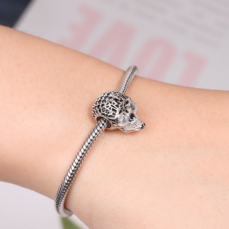 Punk Skull Charm Bead 925 Sterling Silver_3