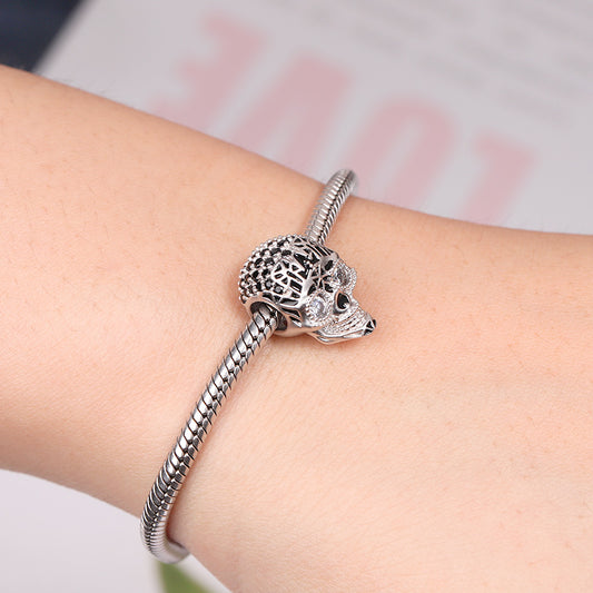 Punk Skull Charm Bead 925 Sterling Silver_3