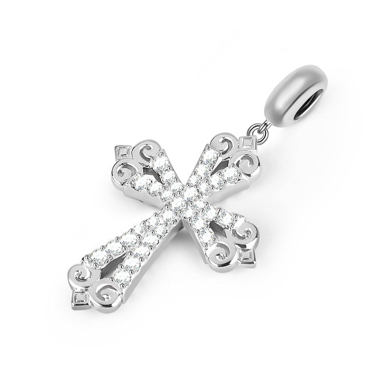 Gnoce "Amen, God Bless You" Jesus Cross Pendant Charms for Necklace with Zircon Stones_2