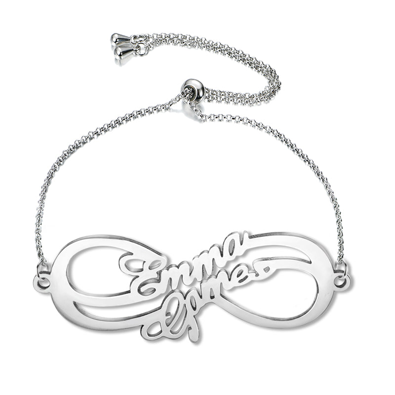 Gnoce "We Two Forever" Personalized Sterling Silver Infinity Bracelet_3