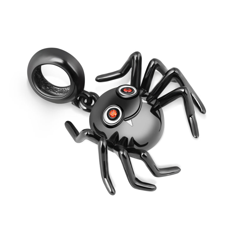 Gnoce "What Do You Think Of Me" Cute Spider 925 Sterling Silver Charm Pendant Black Plated_2