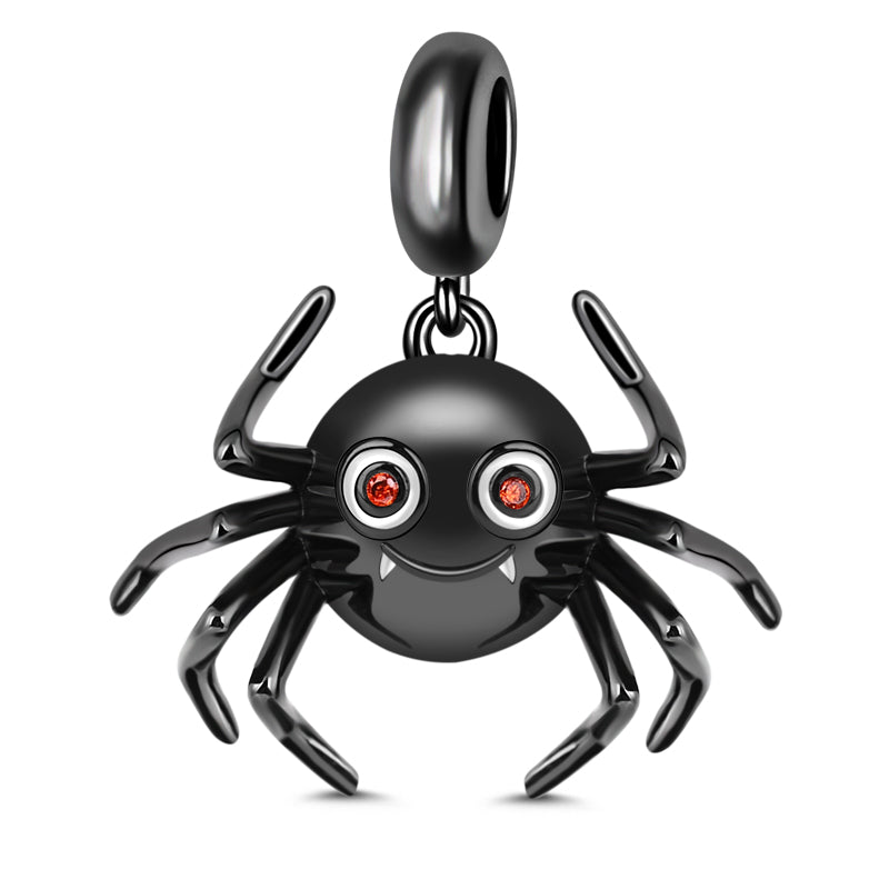 Gnoce "What Do You Think Of Me" Cute Spider 925 Sterling Silver Charm Pendant Black Plated_1