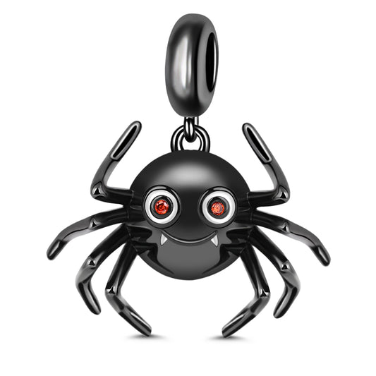 Gnoce "What Do You Think Of Me" Cute Spider 925 Sterling Silver Charm Pendant Black Plated_1