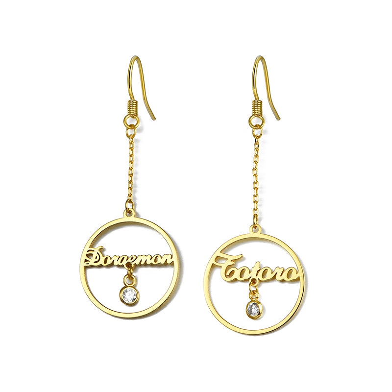 Gnoce "Let Me Accompany You" Personalized Sterling Silver Name Earring with Birthstone_3