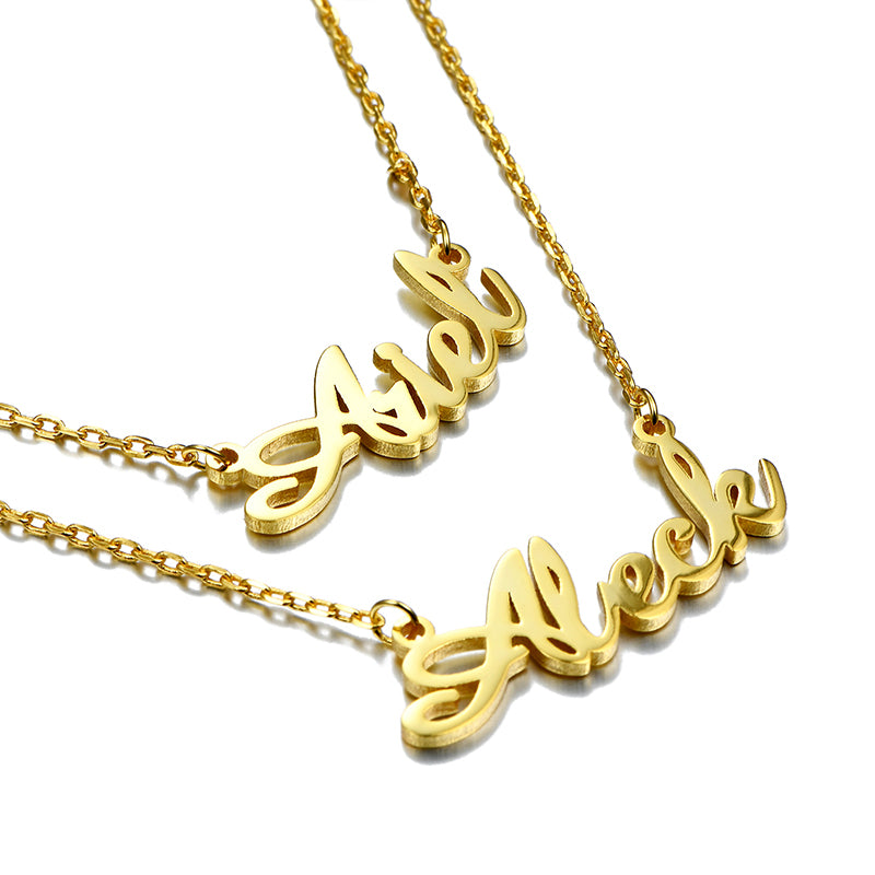 Gnoce "We Two Together" Personalized Double Name Necklace 18K Gold Plated_4