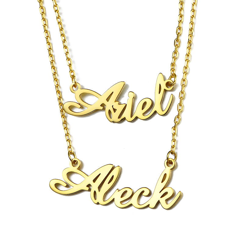 Gnoce "We Two Together" Personalized Double Name Necklace 18K Gold Plated_2