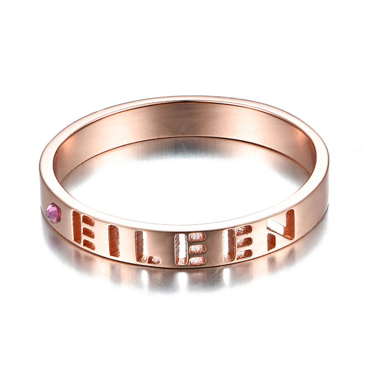 Gnoce "I Am Yours" 925 Sterling Silver Birthstone Name Ring_1