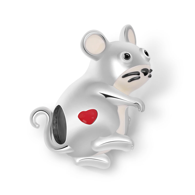 Gnoce "Clever and Diligent" Mouse-Shaped Charm Bead 925 Sterling Silver_2