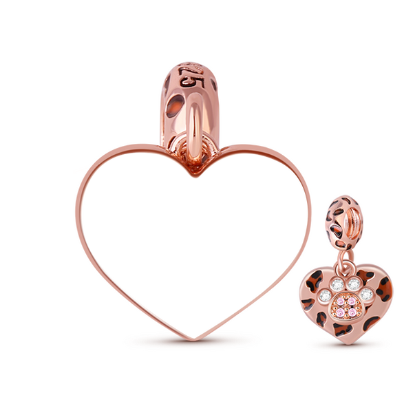 Pet Charm Bead Engravable Rose Gold Plated S925 Silver