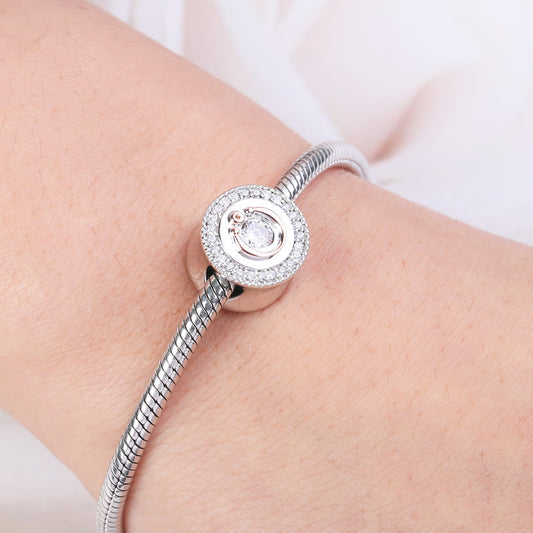 Gnoce "Surrounded By Love" 925 Sterling Silver Charm Bead inlaid with Shining CZ_3