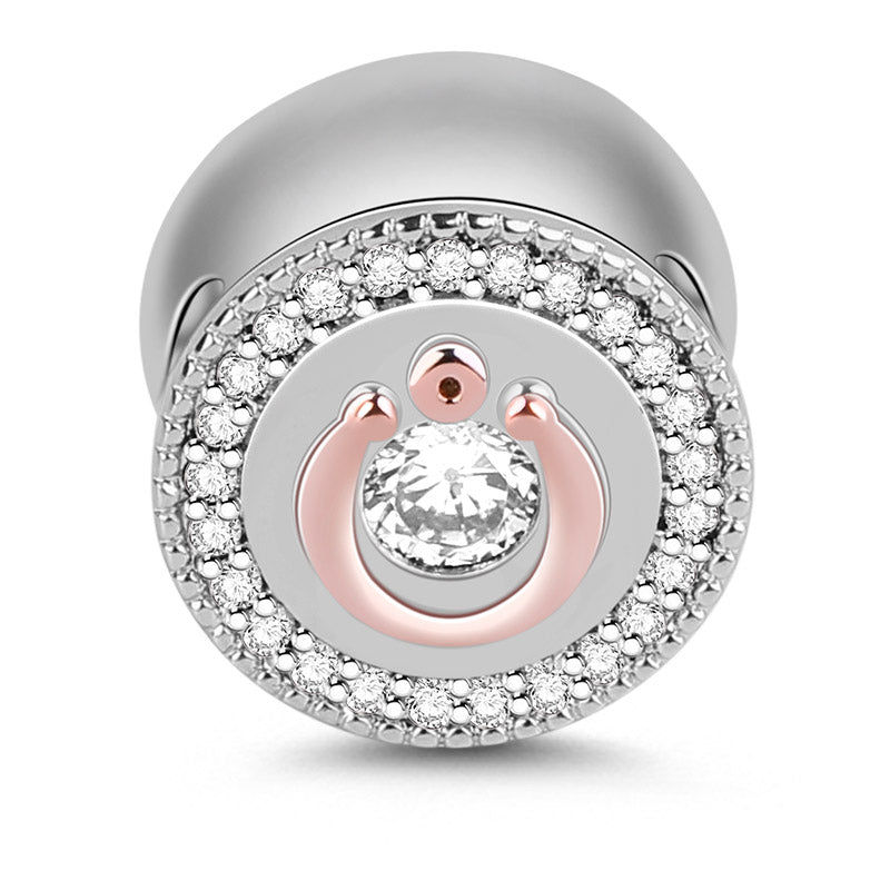 Gnoce "Surrounded By Love" 925 Sterling Silver Charm Bead inlaid with Shining CZ_1